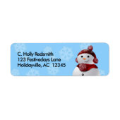 冬の空に雪が積もる雪だるま ラベル (正面)