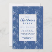 冬の空の青い白い雪クリスマスパイン 招待状 (正面)