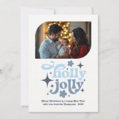 冬の空の青モダンいクリスマスの写真 シーズンカード (正面)