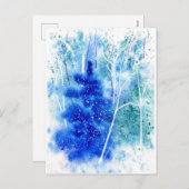 冬の空白のウッドランド水彩画 シーズンポストカード (正面/裏面)