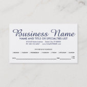 冬の窓のアポイントメントのメモ 予約カード (裏面)