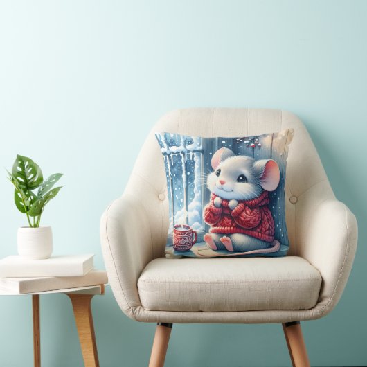 冬の窓のクリスマスマウス クッション (椅子)