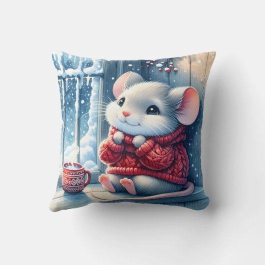 冬の窓のクリスマスマウス クッション (裏面)