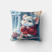 冬の窓のクリスマスマウス クッション (正面)