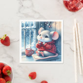 冬の窓のクリスマスマウス スタンダードカクテルナプキン (インサイチュ)