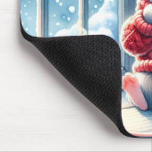 冬の窓のクリスマスマウス マウスパッド (コーナー)