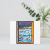 冬の窓の壁壁画絵画by Gordon Bruce ポストカード (スタンド正面)