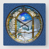 冬の窓の壁時計 スクエア壁時計 (正面)