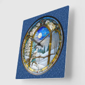 冬の窓の壁時計 スクエア壁時計 (傾斜)