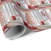 冬の窓の白いクリスマスツリー ラッピングペーパー (ロールコーナー)