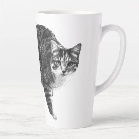 冬の窓辺のタビー猫の輝き カフェラテマグ (右)