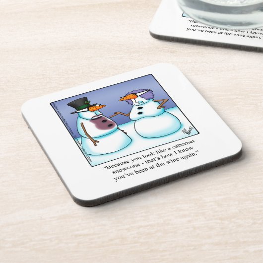 冬の笑わされるワインユーモアのコースターセット コースター (左側)