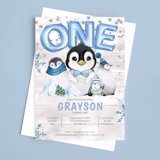 冬の第1期バースデーブルースノーフレーク 招待状