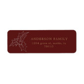 冬の紅葉と金ゴールド差出人住所 ラベル (正面)