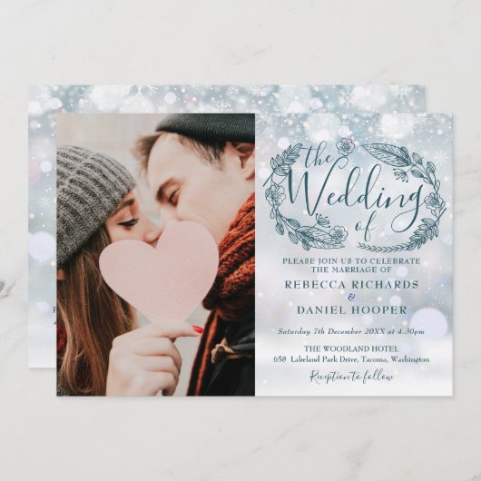 冬の紅葉の写真を撮結婚る 招待状 (正面/裏面)