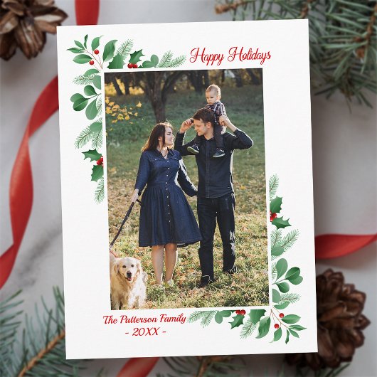 冬の紅葉ハッピーホリデー写真 ポストカード