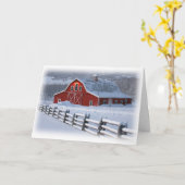 冬の納屋の挨拶状 カード (黄色い花)