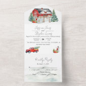 冬の納屋クリスマス雪 オールインワン招待状 (内側)