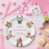 冬の素晴らしい森のクリスマスの誕生日 ペーパープレート (パーティー)