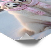 冬の素晴らし可愛いピレネー ポスター (角)