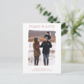 冬の素朴あいさつ家族の写真クリスマス ポストカード (スタンド正面)