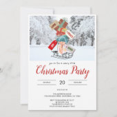 冬の素朴そり雪のクリスマスパーティの招待状 招待状 (正面)