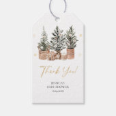 冬の素朴なクリスマスツリー サンクス フェイバータグ ギフトタグ (正面)