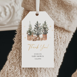 冬の素朴なクリスマスツリー サンクス フェイバータグ ギフトタグ
