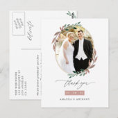 冬の素朴なグリーンウェディング　写真感謝カード ポストカード (正面/裏面)