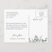 冬の素朴なグリーンウェディング　写真感謝カード ポストカード (裏面)