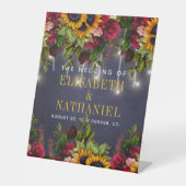 冬の素朴なフローラ結婚のカップルの名前は歓迎 台座サイン (正面)