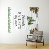 冬の素朴なベビーシャワー歓迎の看板 タペストリー (インサイチュ(横))