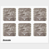 冬の素朴な木製のハートは結婚式感謝していしています スクエアシール (シート)