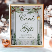 冬の素朴な松の木 ランタンのカード ギフト ポスター