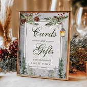 冬の素朴な松の木 ランタンのカード ギフト ポスター