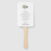 冬の素朴な松の木 ランタンの結婚式プログラム ハンドファン (裏面)