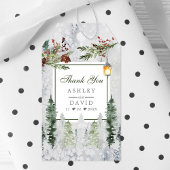 冬の素朴な松の木 ランタンの結婚式 お礼 ギフトタグ