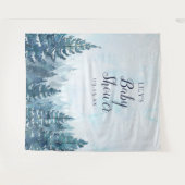 冬の素朴な松林のベイビーシャワー フォトプロップ タペストリー (正面(横))