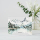 冬の素朴な森の湖の結婚式rsvpポストカード ポストカード (スタンド正面)