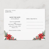 冬の素朴な植物結婚式は日付を除く 案内ポストカード (裏面)