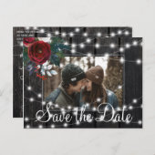 冬の素朴な納屋の救木の写真結婚date's 案内ポストカード (正面/裏面)