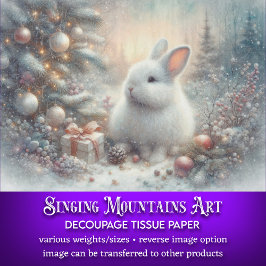 冬の素朴ウサギのクリスマスウッドランドのデカップフ 薄葉紙