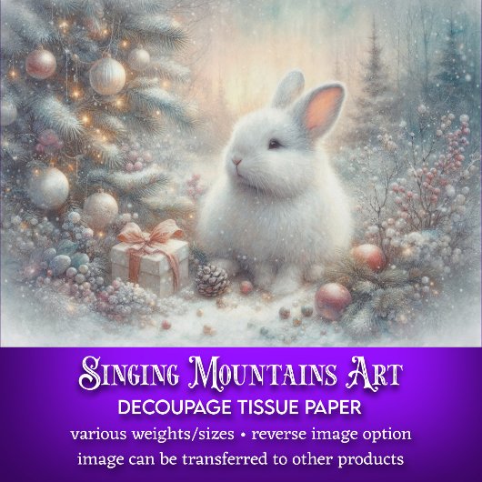 冬の素朴ウサギのクリスマスウッドランドのデカップフ 薄葉紙