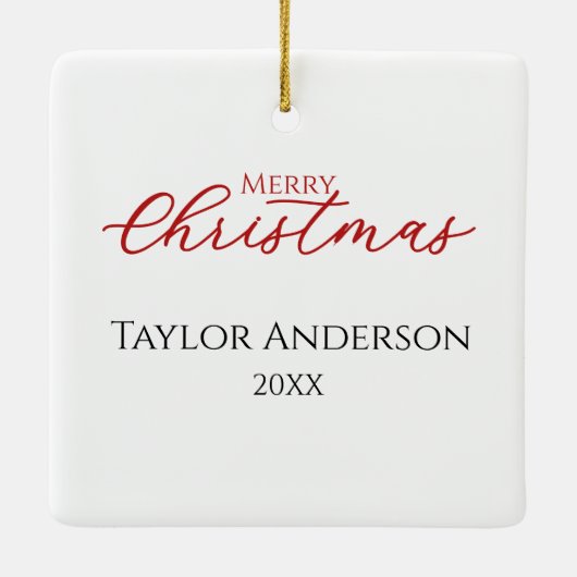 冬の素朴ウッドランドキャビンのクリスマス セラミックオーナメント (裏面)