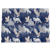 冬の素朴キツネ&フクロウのクリスマスプレゼント ラージペーパーバッグ (正面)