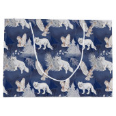 冬の素朴キツネ&フクロウのクリスマスプレゼント ラージペーパーバッグ (裏面)