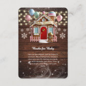 冬の素朴ギンガーブレッドハウスベビーシャワー エンクロージャーカード (正面)