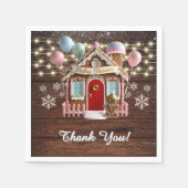 冬の素朴ギンガーブレッドハウスベビーシャワー スタンダードカクテルナプキン (正面)