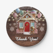 冬の素朴ギンガーブレッドハウスベビーシャワー ペーパープレート (正面)