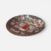 冬の素朴ギンガーブレッドハウスベビーシャワー ペーパープレート (アングル)